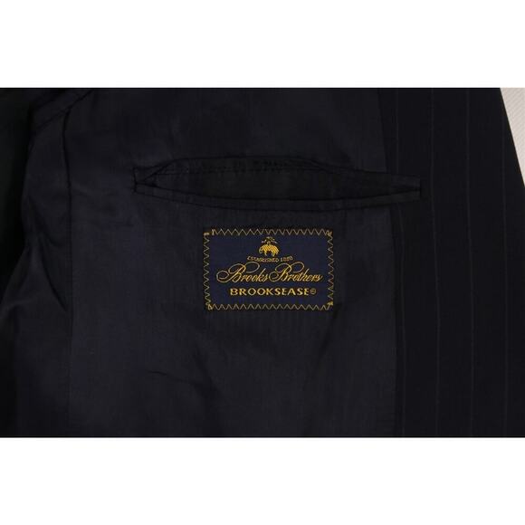 Brooks Brothers Navy Blue Chalkstripe 2-Btn Wool Stretch Suit 41L - Picture 7 of 9